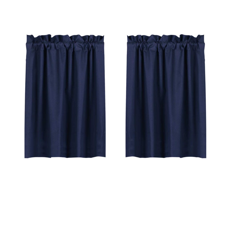 Valea Home Blackout Tiers Curtain for Small Window Rod Pocket Kitchen Curtains Room Darkening Short Curtains for Bedroom, Navy Blue, 30 inch x 36 inch, 2 Panels - Image 1